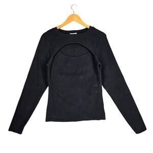 GOOD AMERICAN CUT OUT RIB TOP BLACK LONG SLEEVE WOMEN’S SIZE 5/6 - STYLE: GB0450